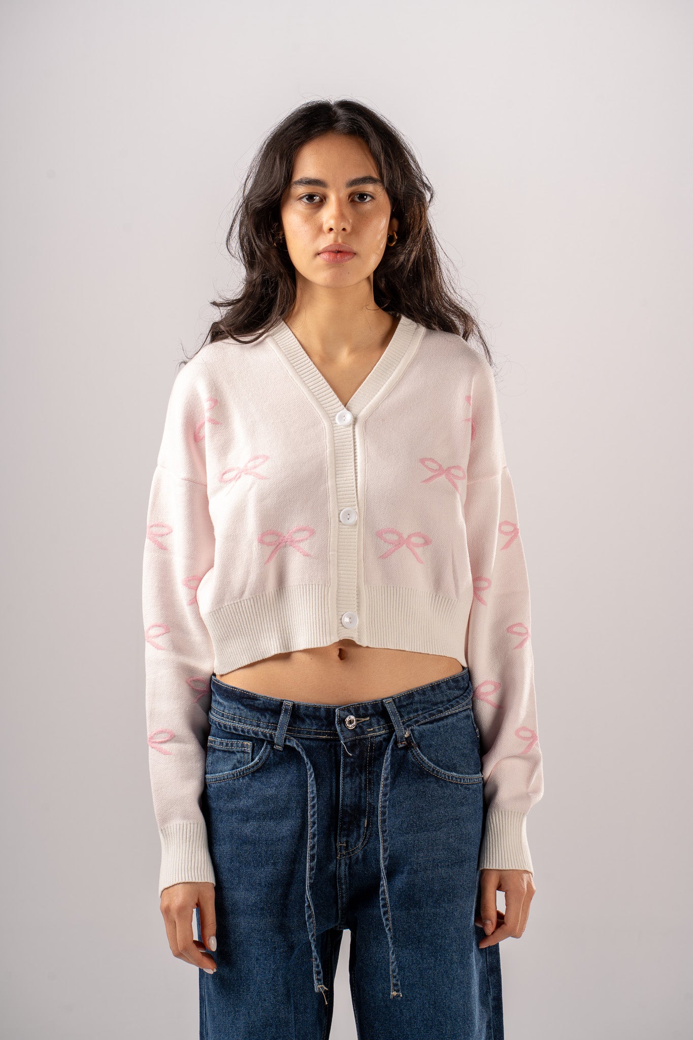 Bow V-Neck Cardigan