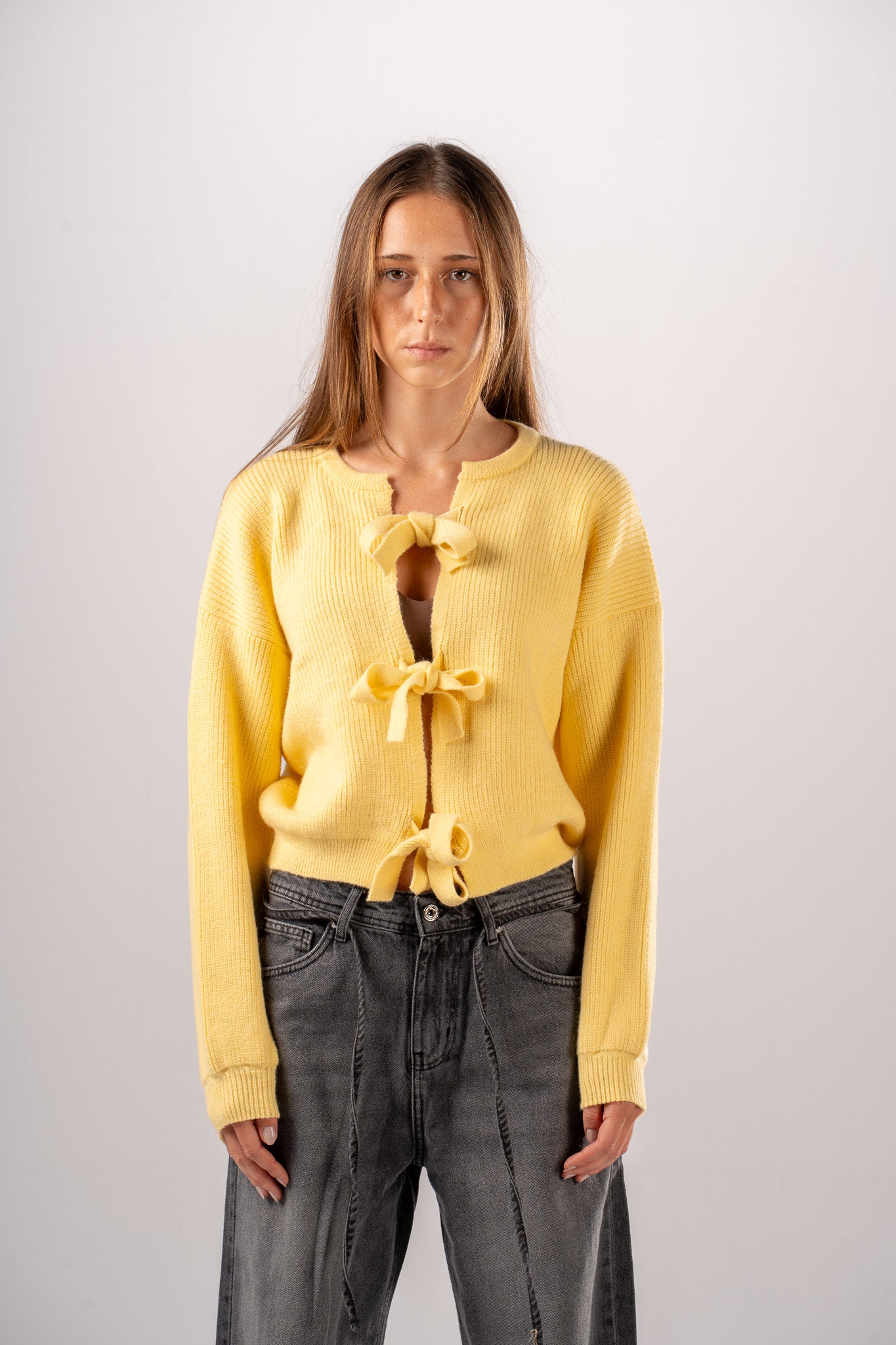 Yellow Bow Cardigan