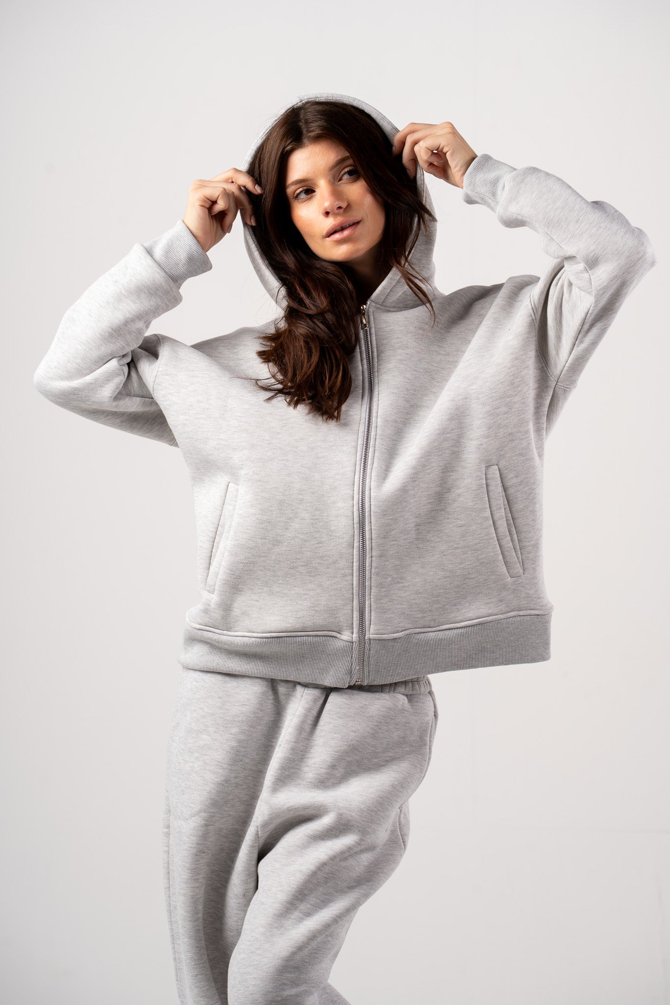 Grey Regular Zip-Up Hoodie