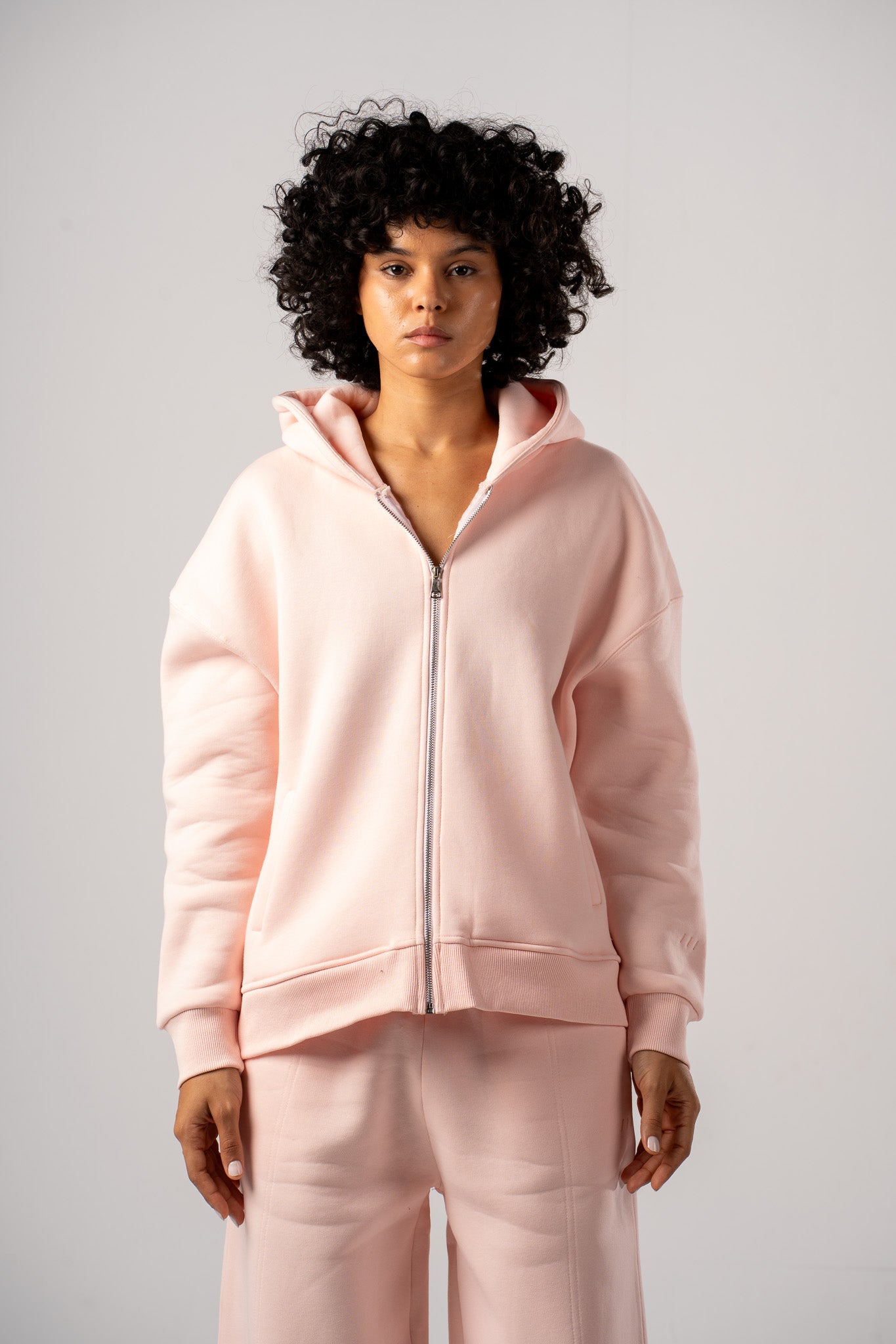 Pink Regular Zip-Up Hoodie