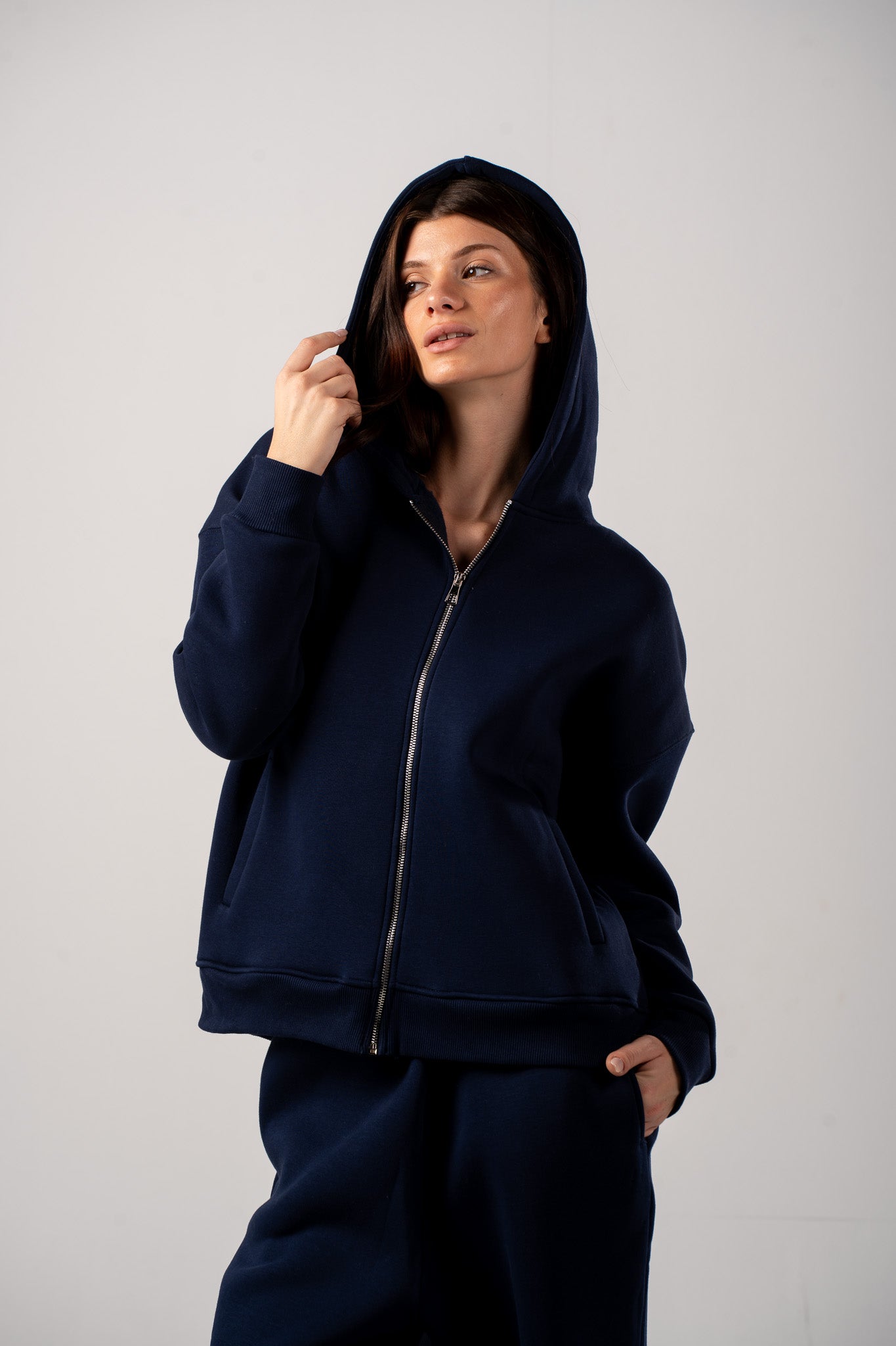 Navy Regular Zip-Up Hoodie