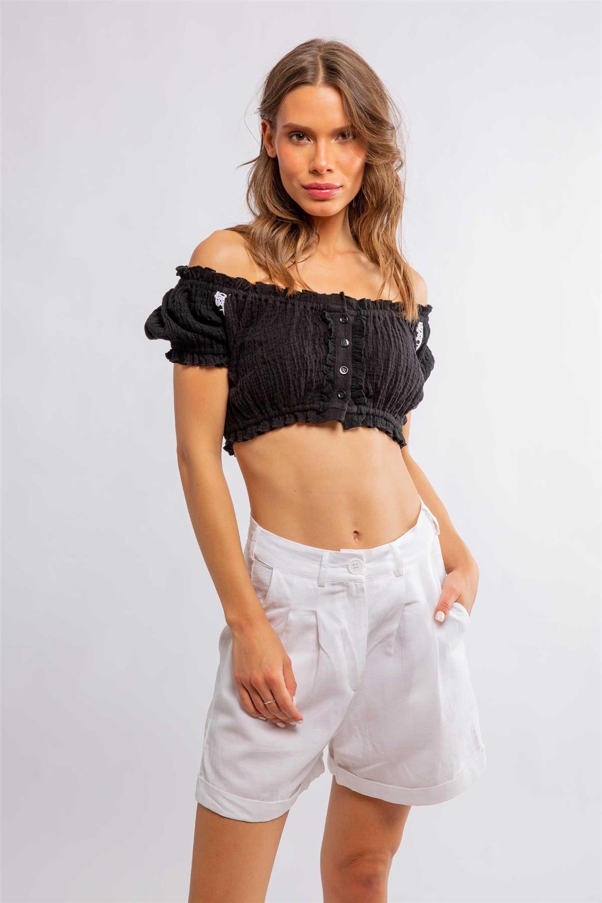 Women linen short high waist