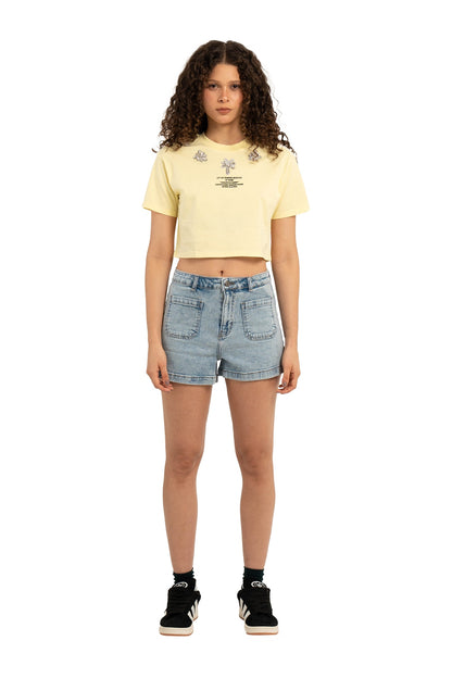 Slim vintage high waist denim short