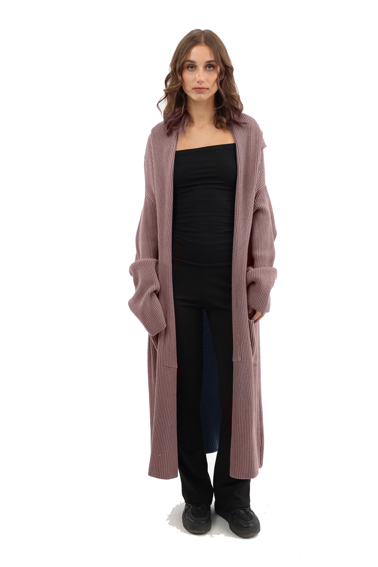 Cable oversized long cardigan