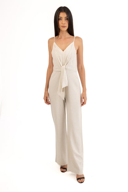 jumpsuit with straps 
and front binding