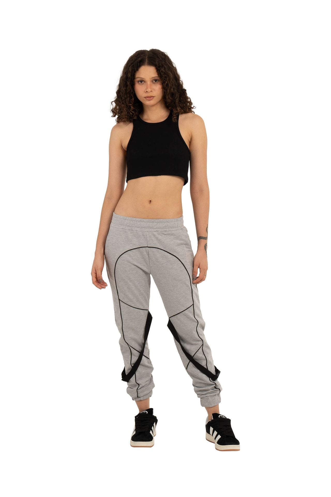 Sweatpants with strap and buckle