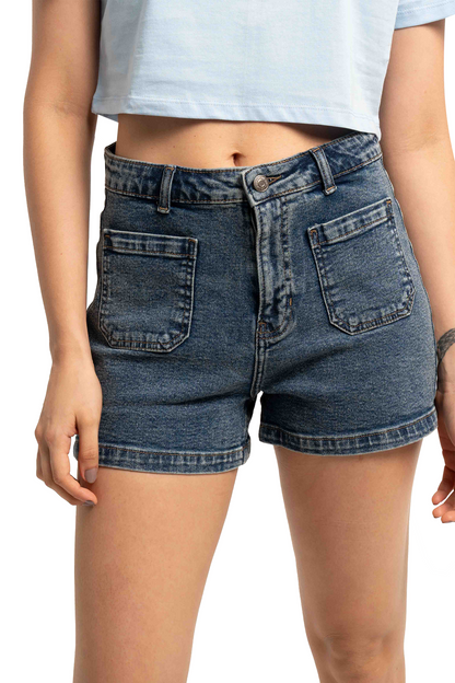 Slim vintage high waist denim short