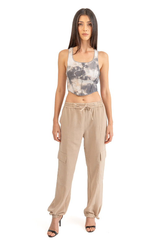 Linen relaxed cargo pants