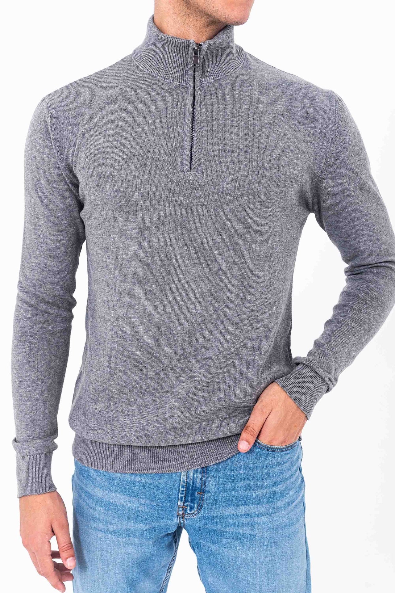 Men thin sweater with zipper basic