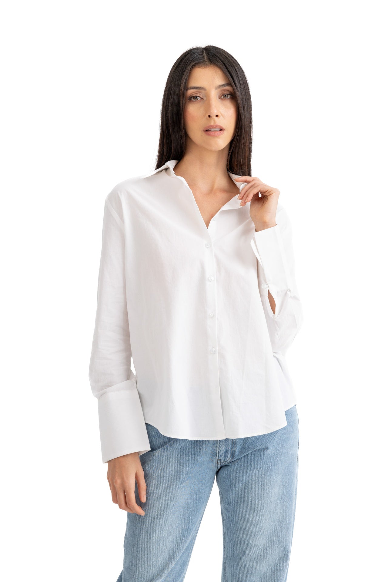 Back pleated regular plain shirt