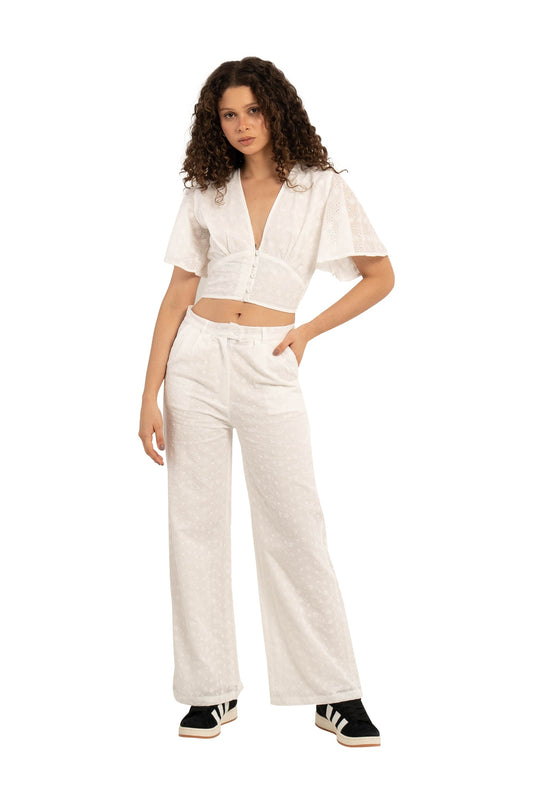 High waisted anglaise pants wide leg