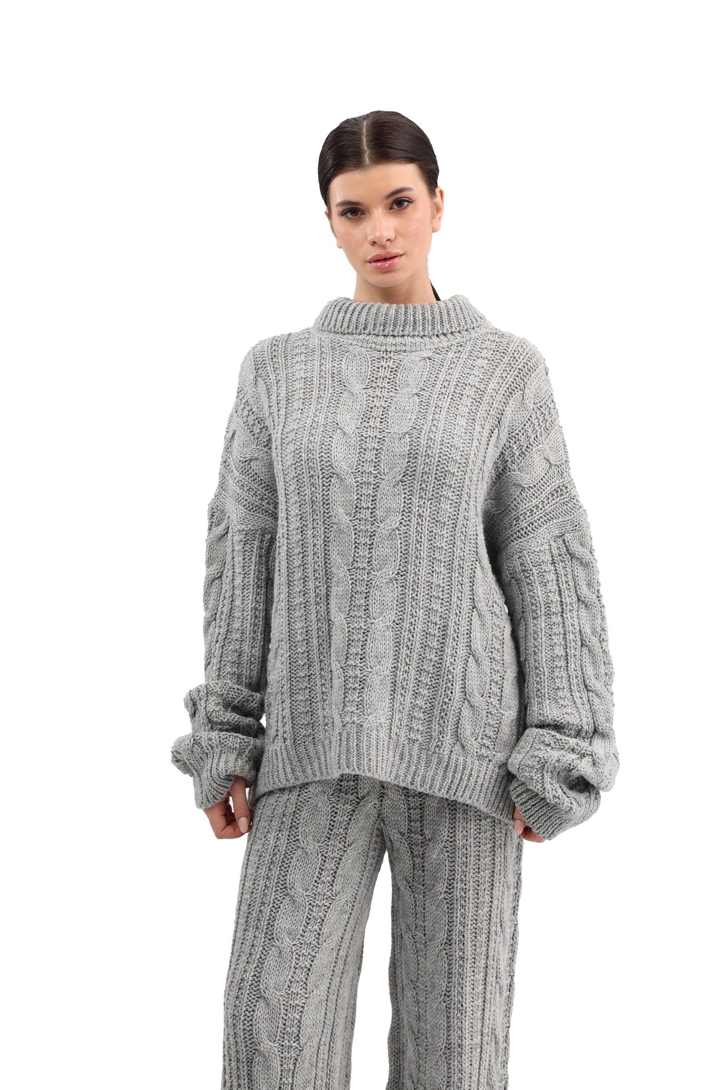 Cable free size chunky pullover