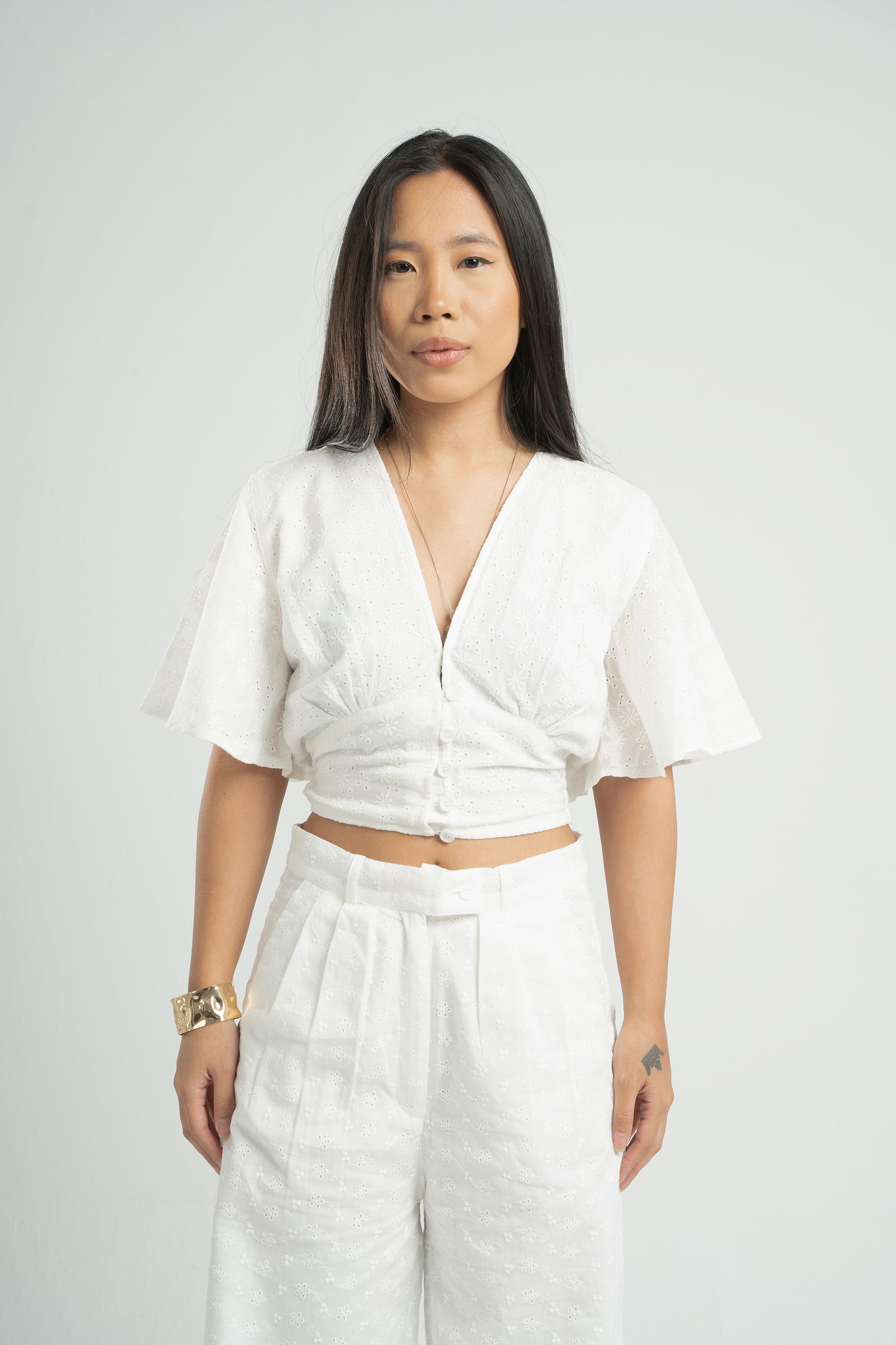 Linen Cropped Shirt