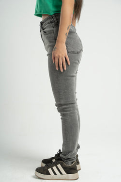 High-Waisted Ripped Skinny Jeans