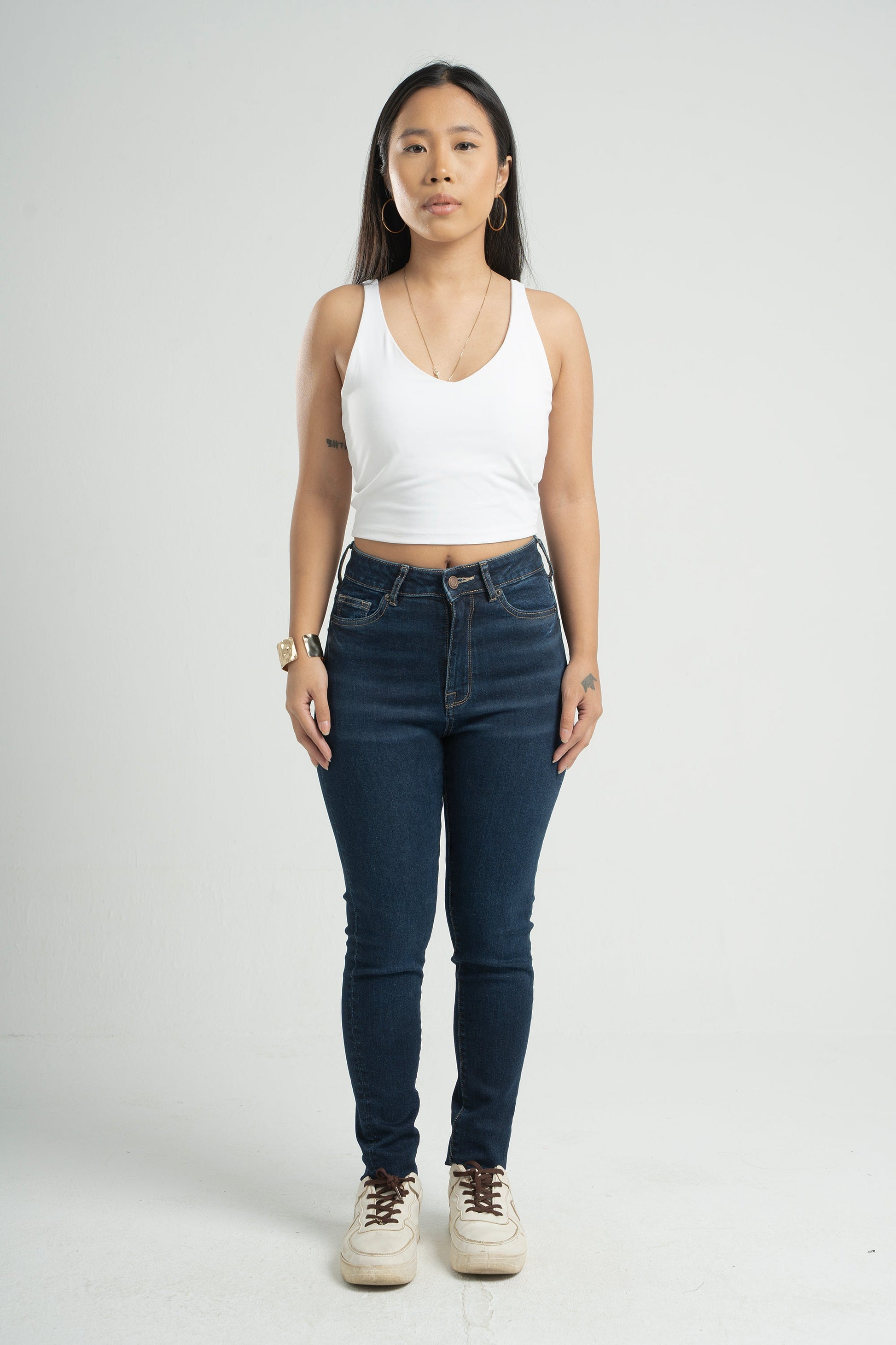 High-Waisted Ripped Skinny Jeans