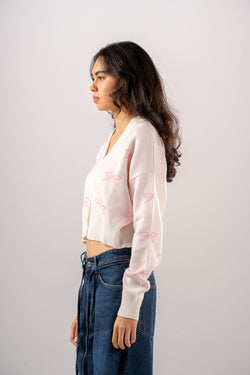 Bow V-Neck Cardigan
