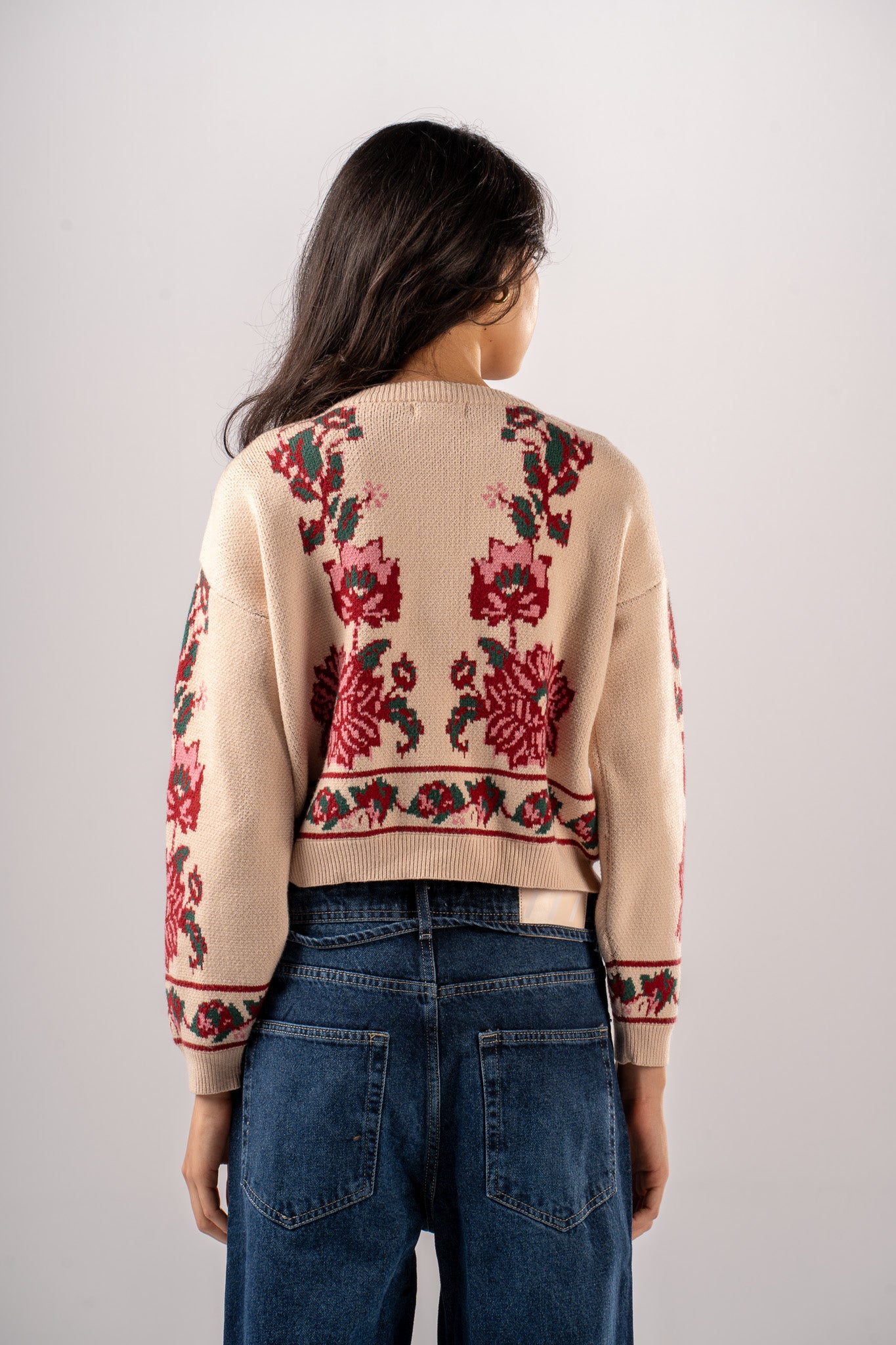 Jacquard Bow Cardigan