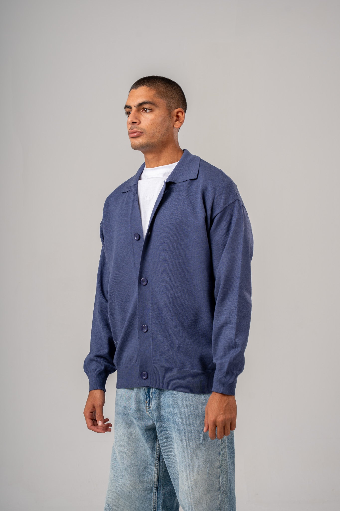 Buttoned Cardigan With Collar