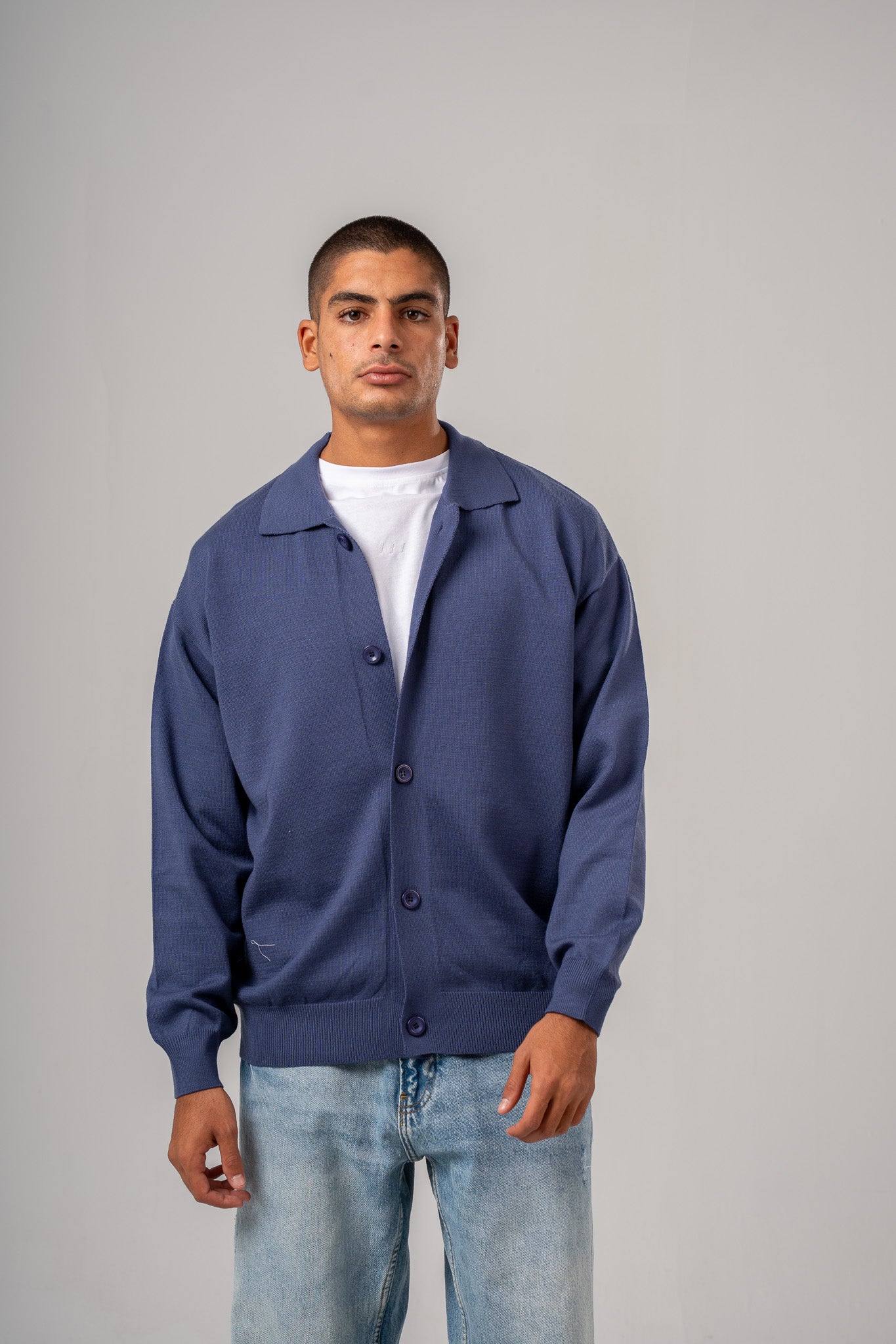 Buttoned Cardigan With Collar