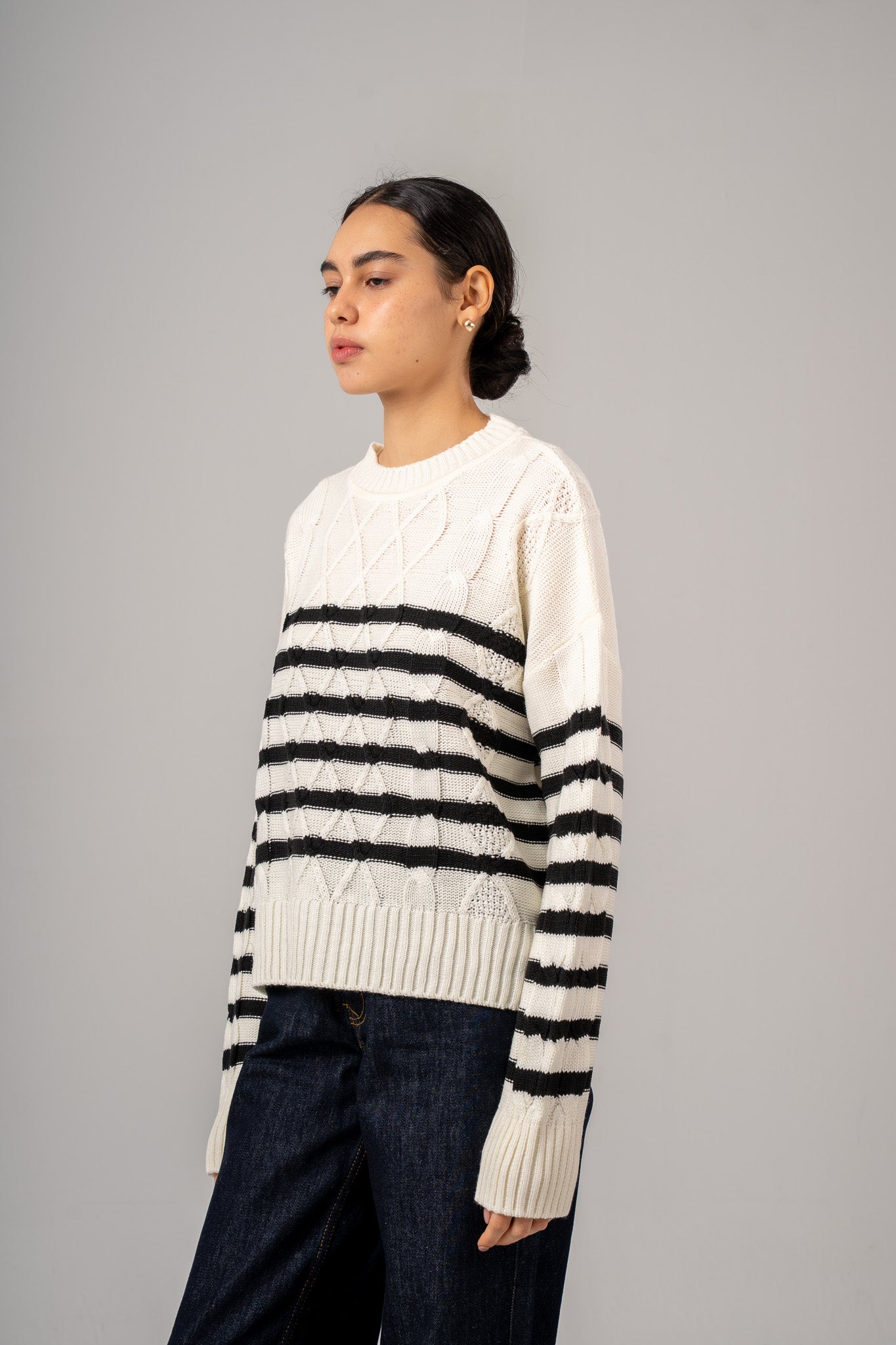 Striped Cable Pullover