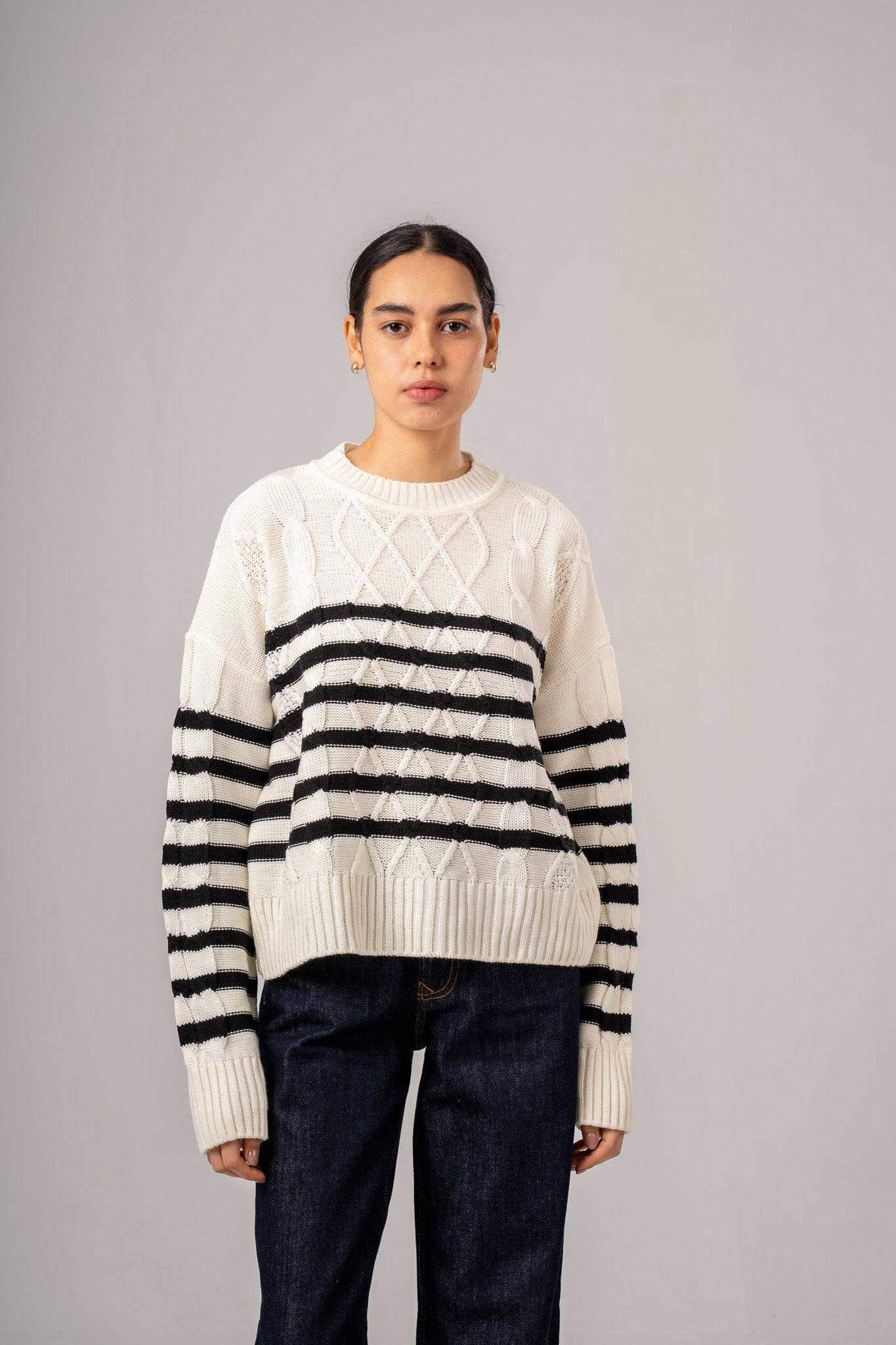 Striped Cable Pullover