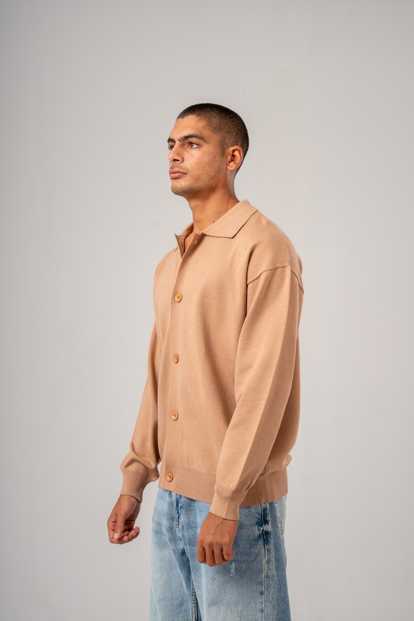 Buttoned Cardigan With Collar