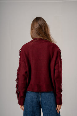 Mock Neck Cable Pullover