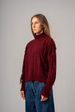 Mock Neck Cable Pullover