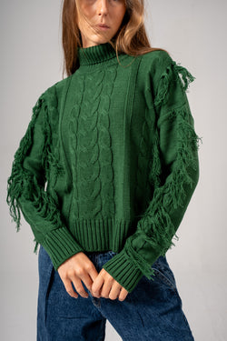 Mock Neck Cable Pullover