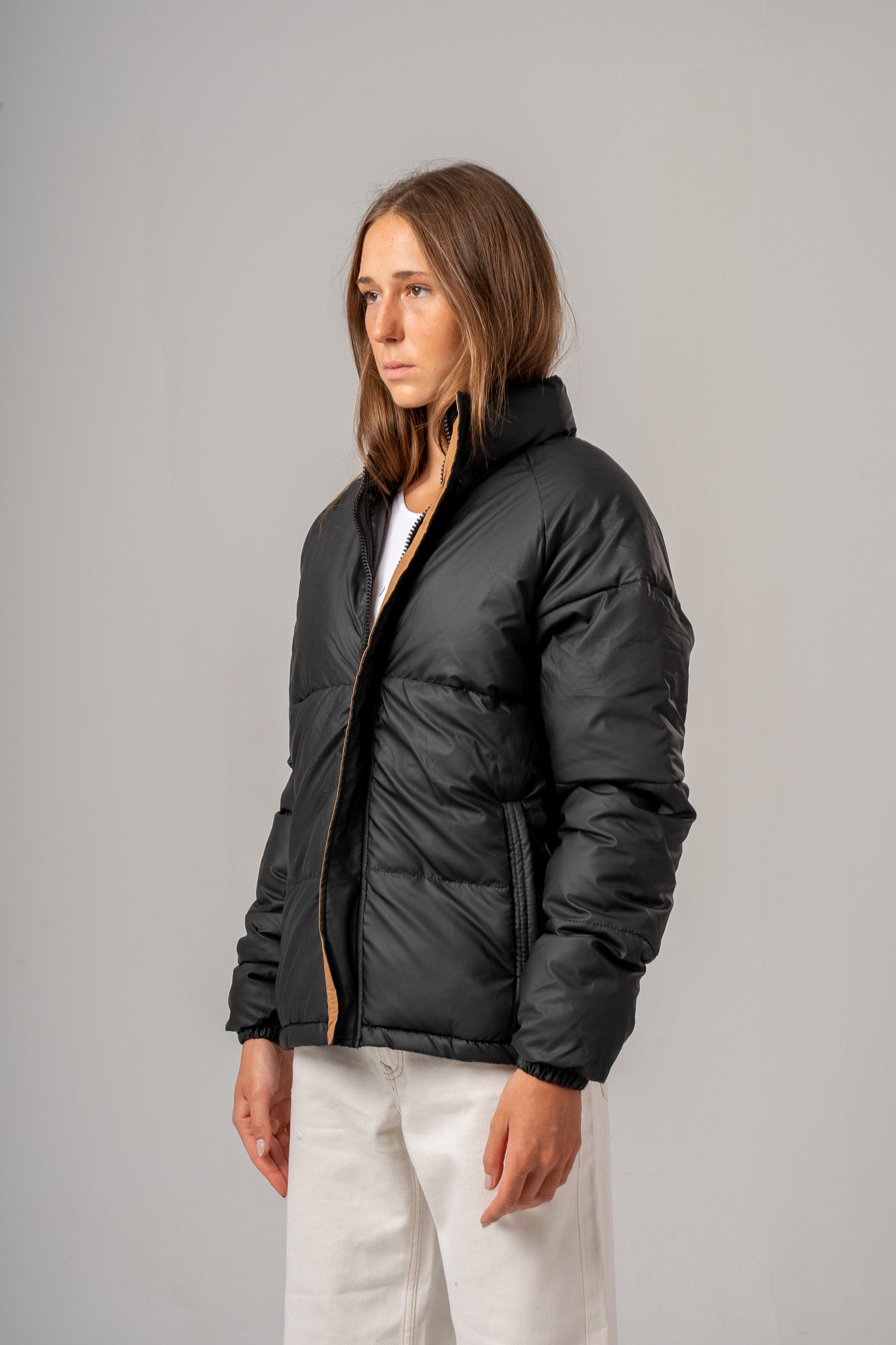 Black High Neck Puffer Jacket