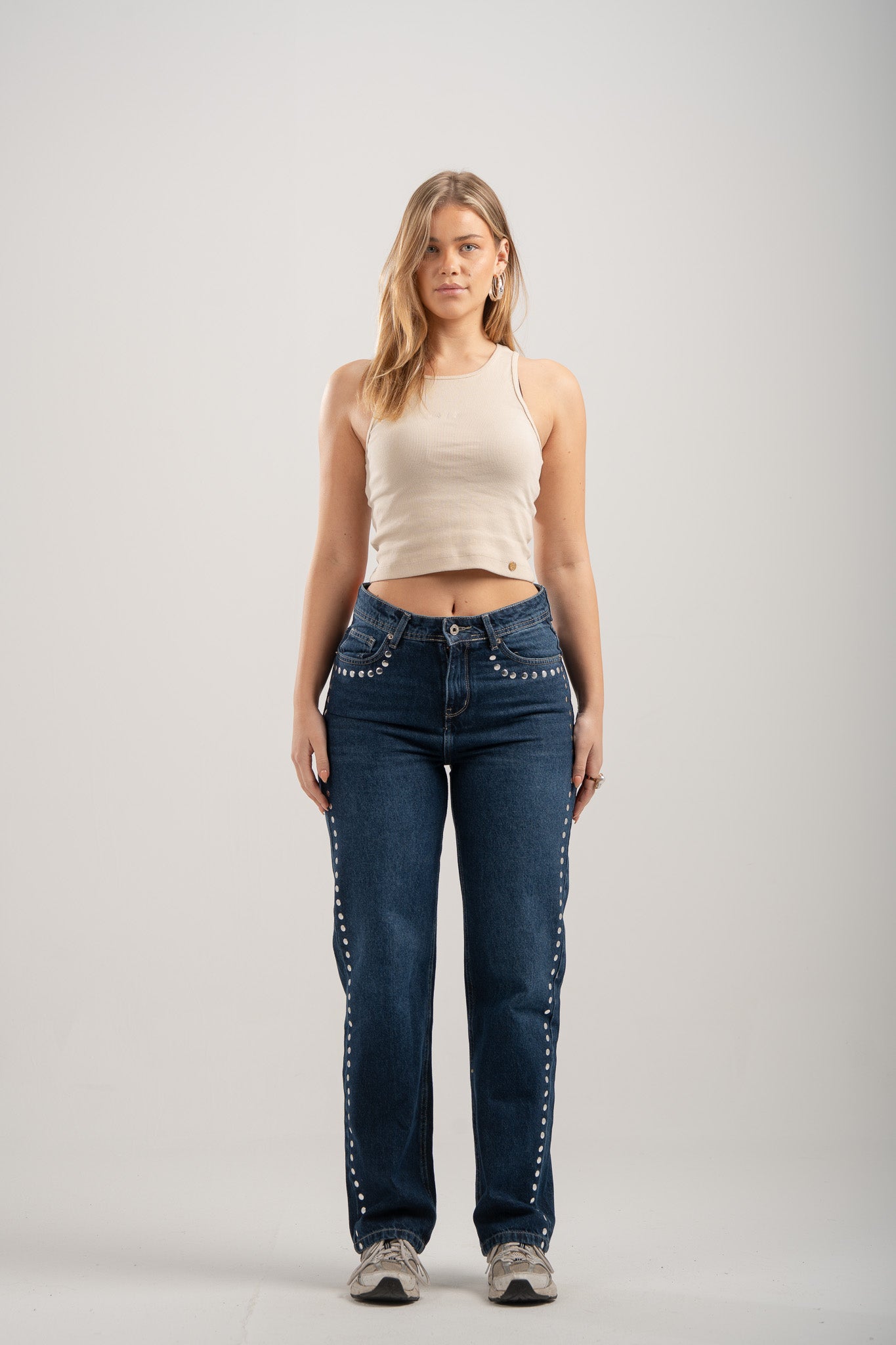 Studded Straight Leg Jeans