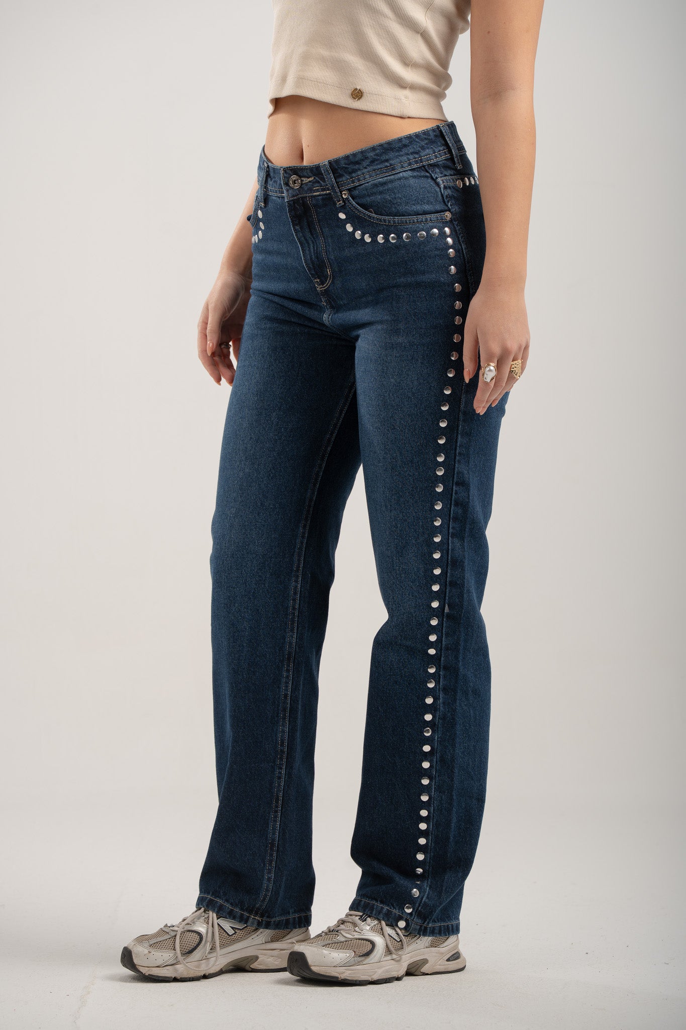 Studded Straight Leg Jeans