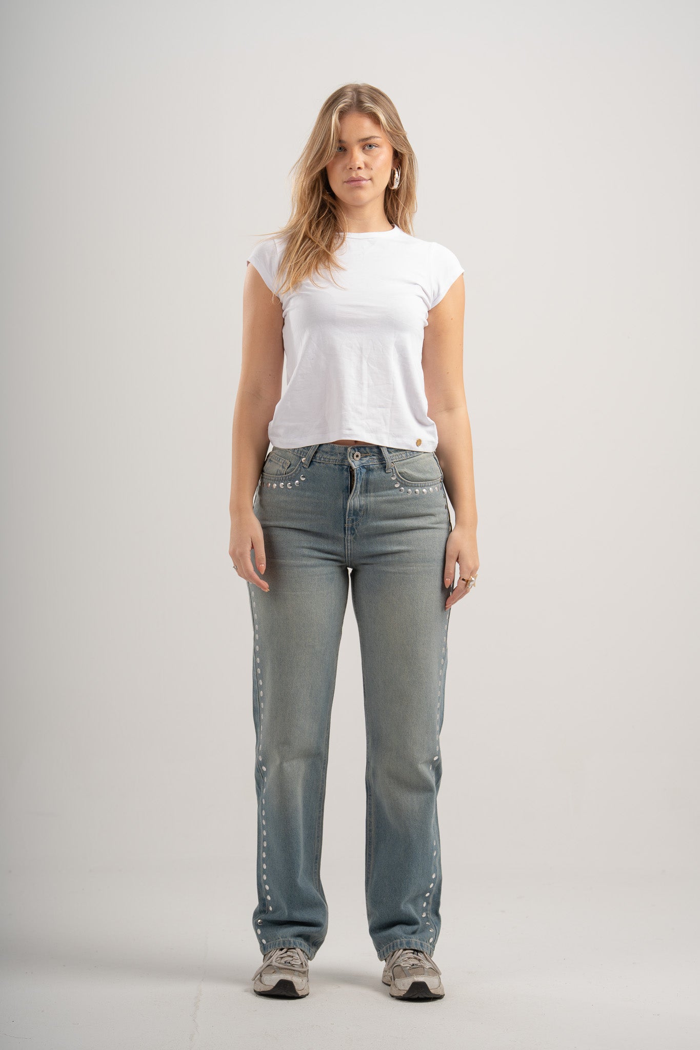 Studded Straight Leg Jeans