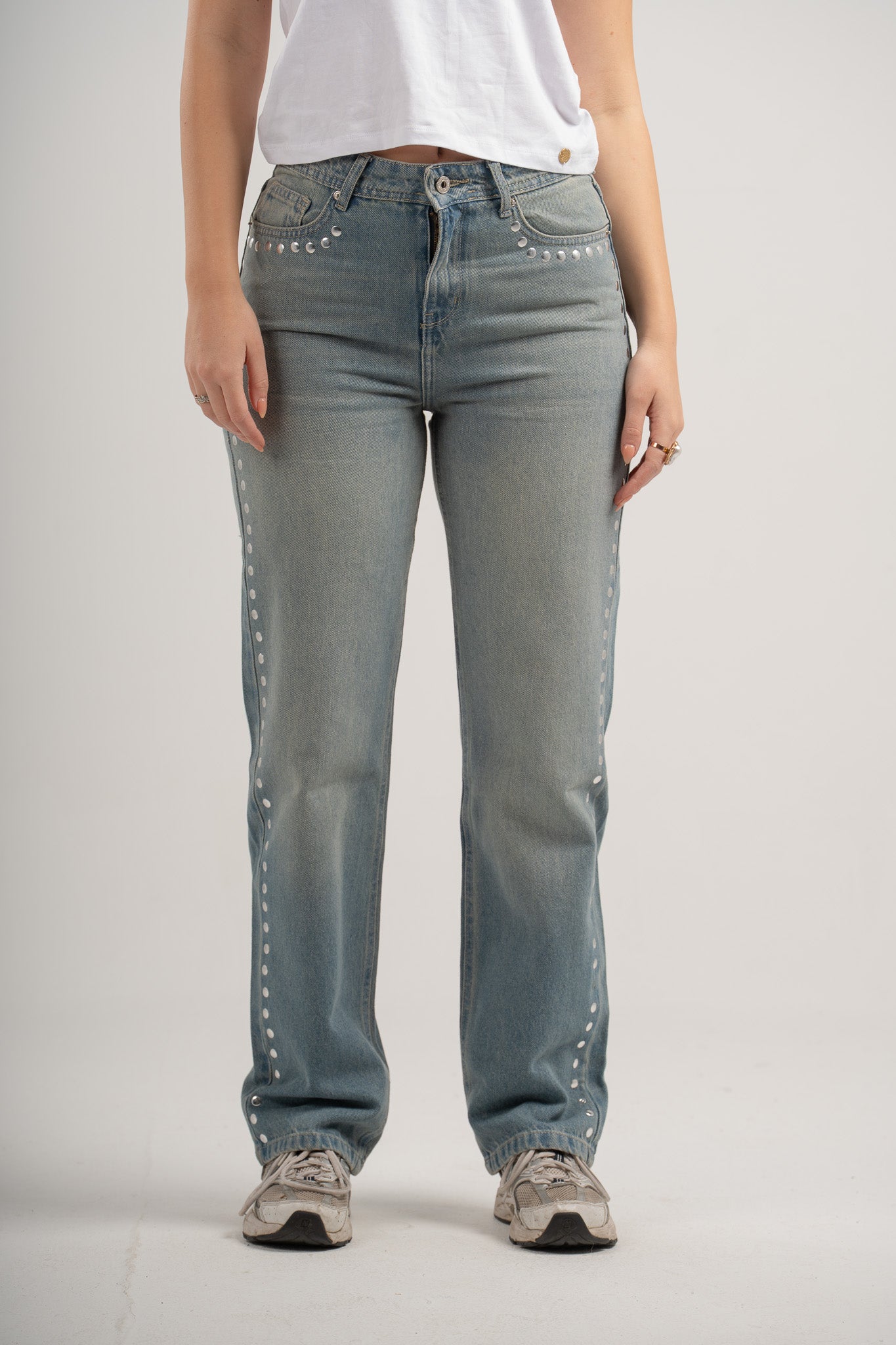 Studded Straight Leg Jeans