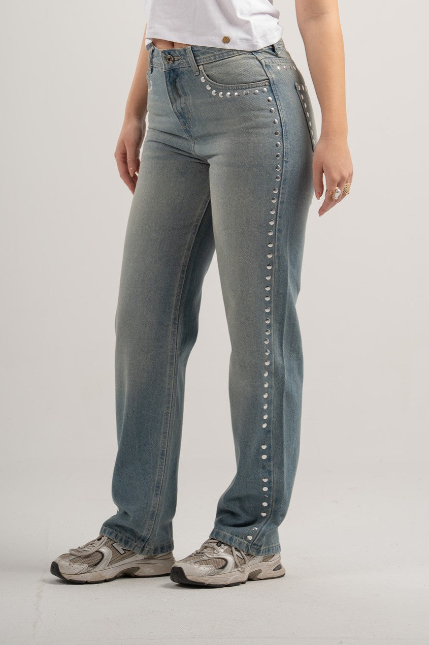 Studded Straight Leg Jeans