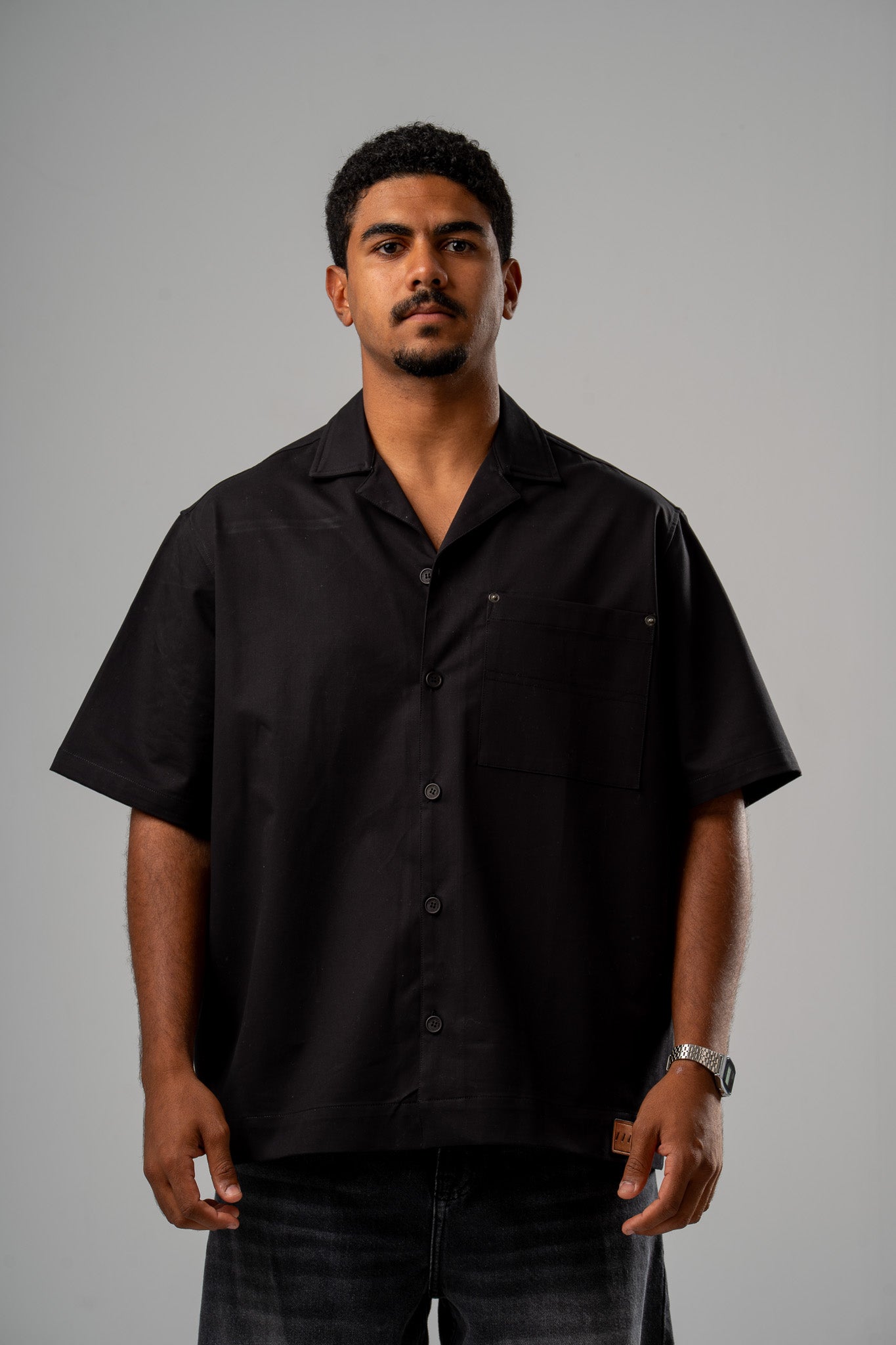 Relaxed Leather-Patch Shirt