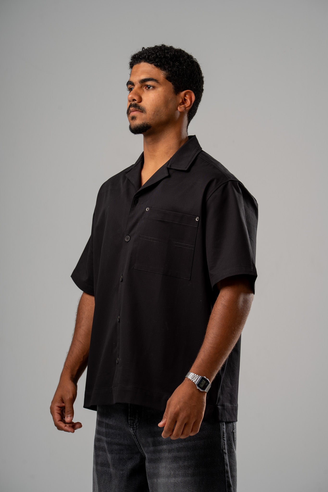 Relaxed Leather-Patch Shirt