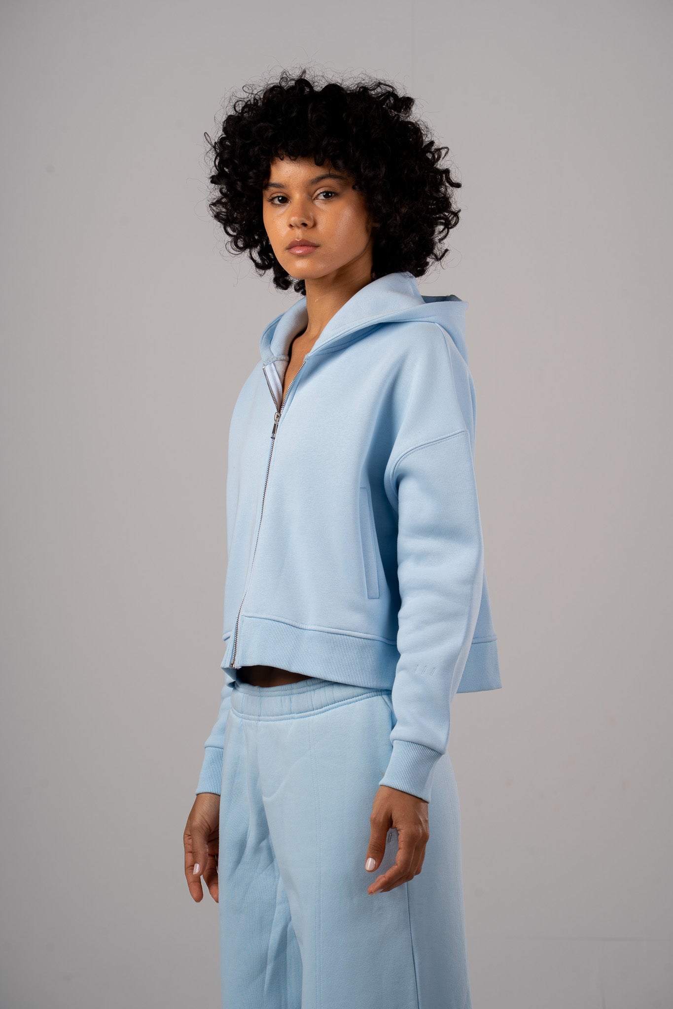 Cropped Zip-Up Hoodie