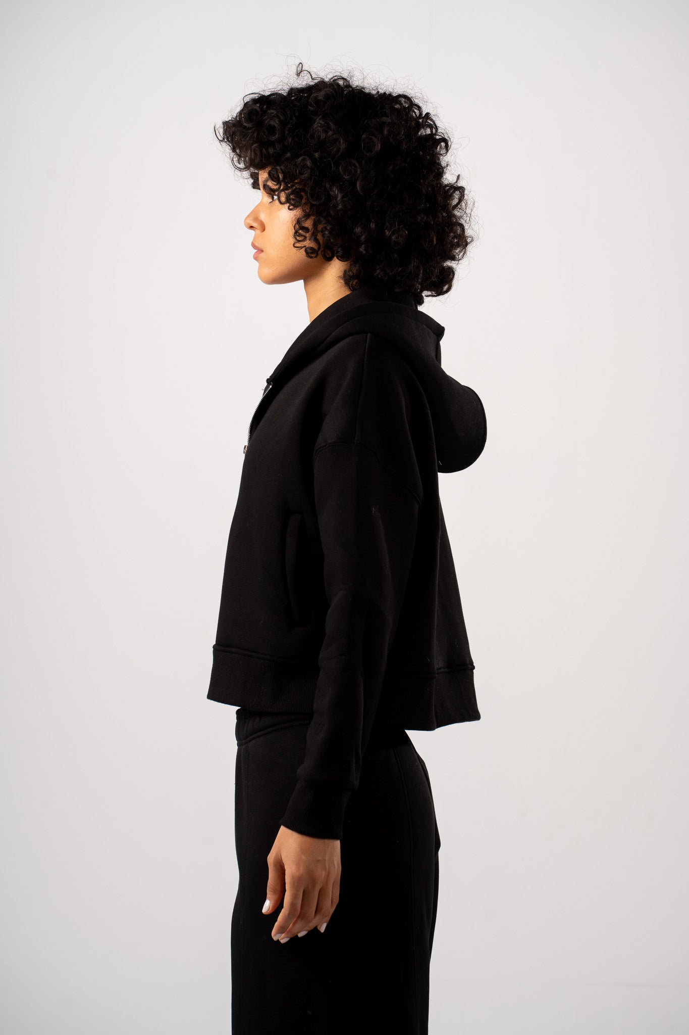 Cropped Zip-Up Hoodie