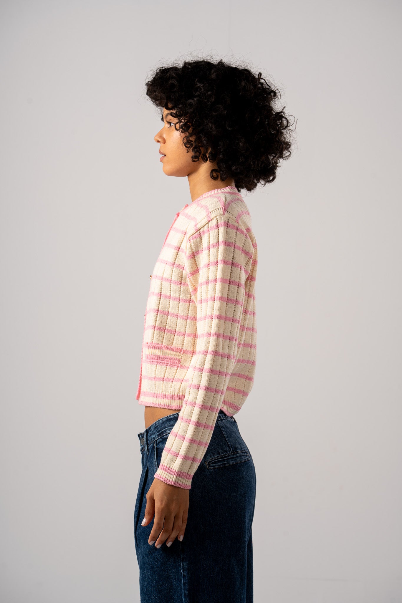 Striped Button-down Cardigan