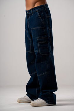 Dark Indigo Baggy Moto Jeans