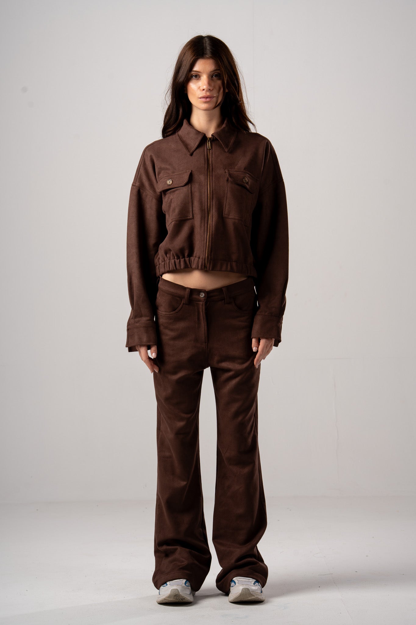 Flared Leg Suede Pants