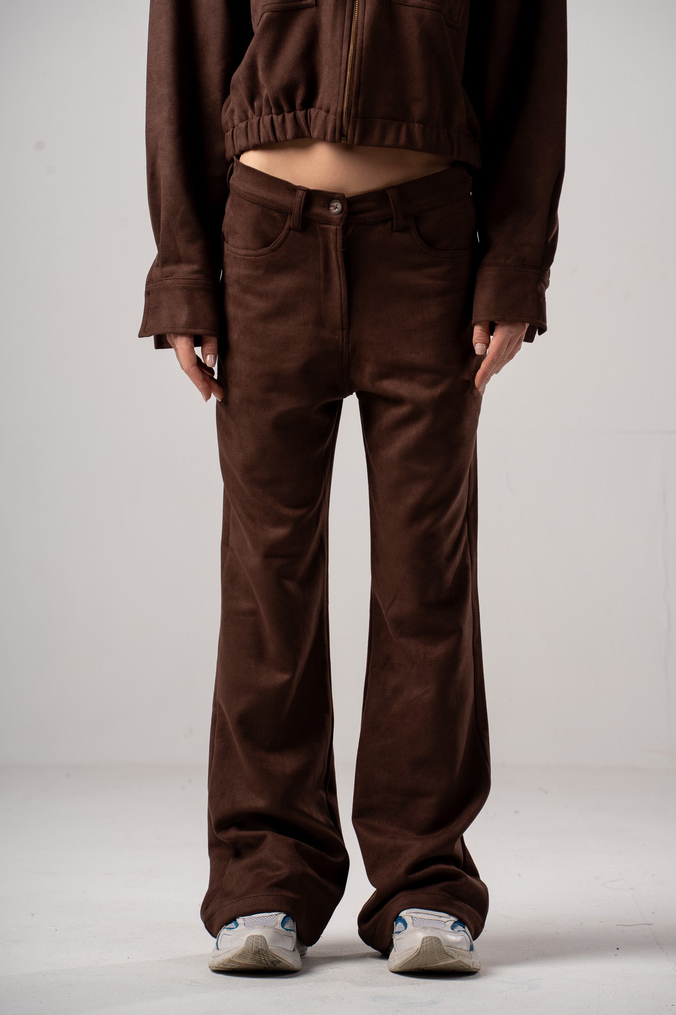 Flared Leg Suede Pants