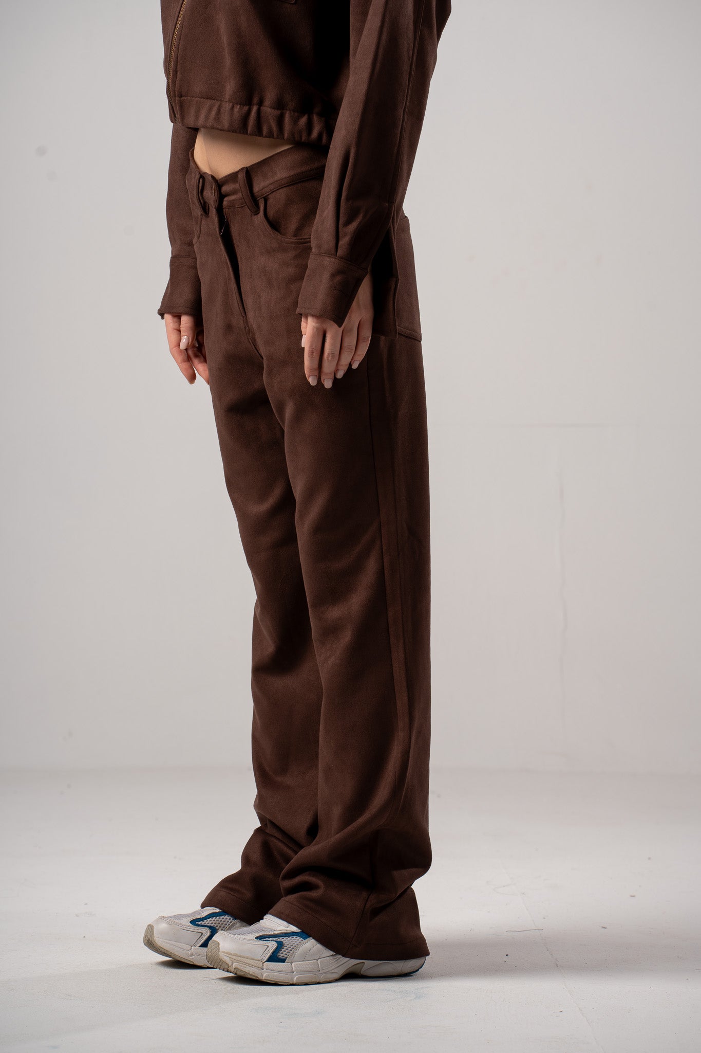 Flared Leg Suede Pants