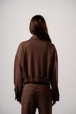 Brown Zip Up Suede Jacket