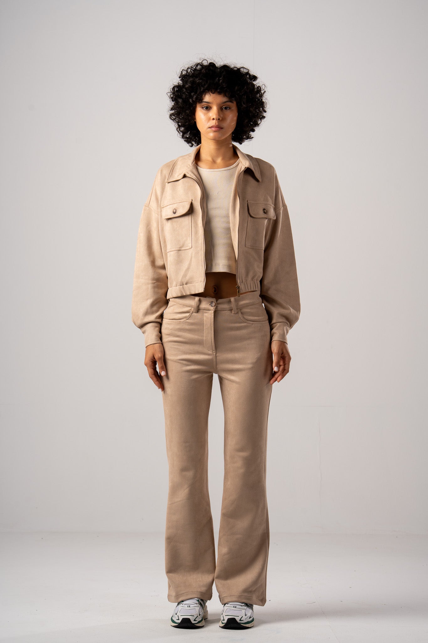 Flared Leg Suede Pants