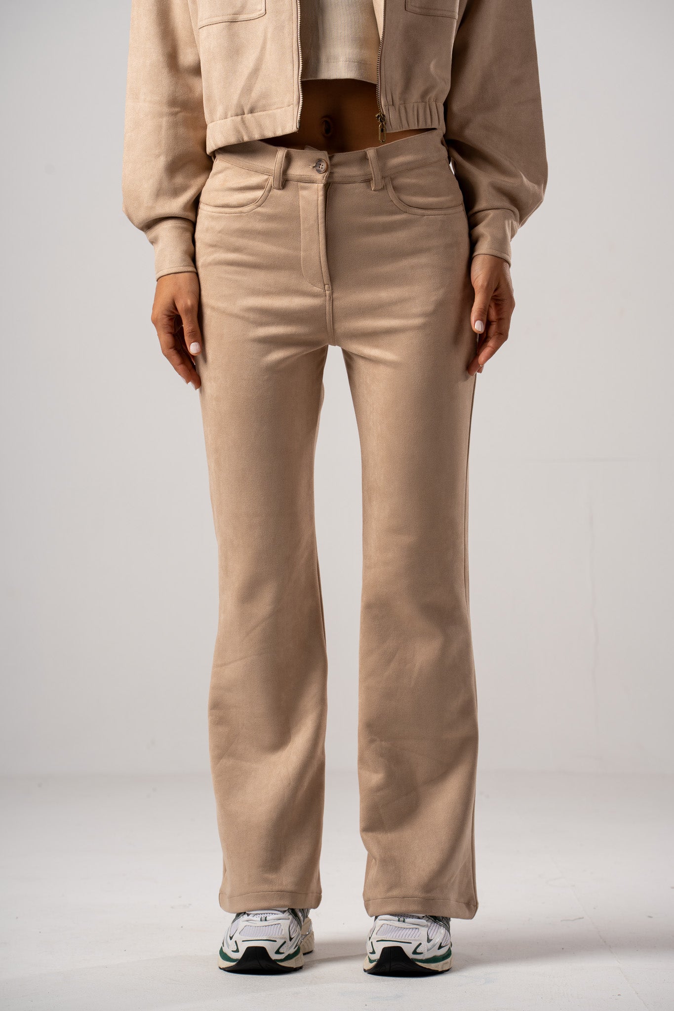 Flared Leg Suede Pants
