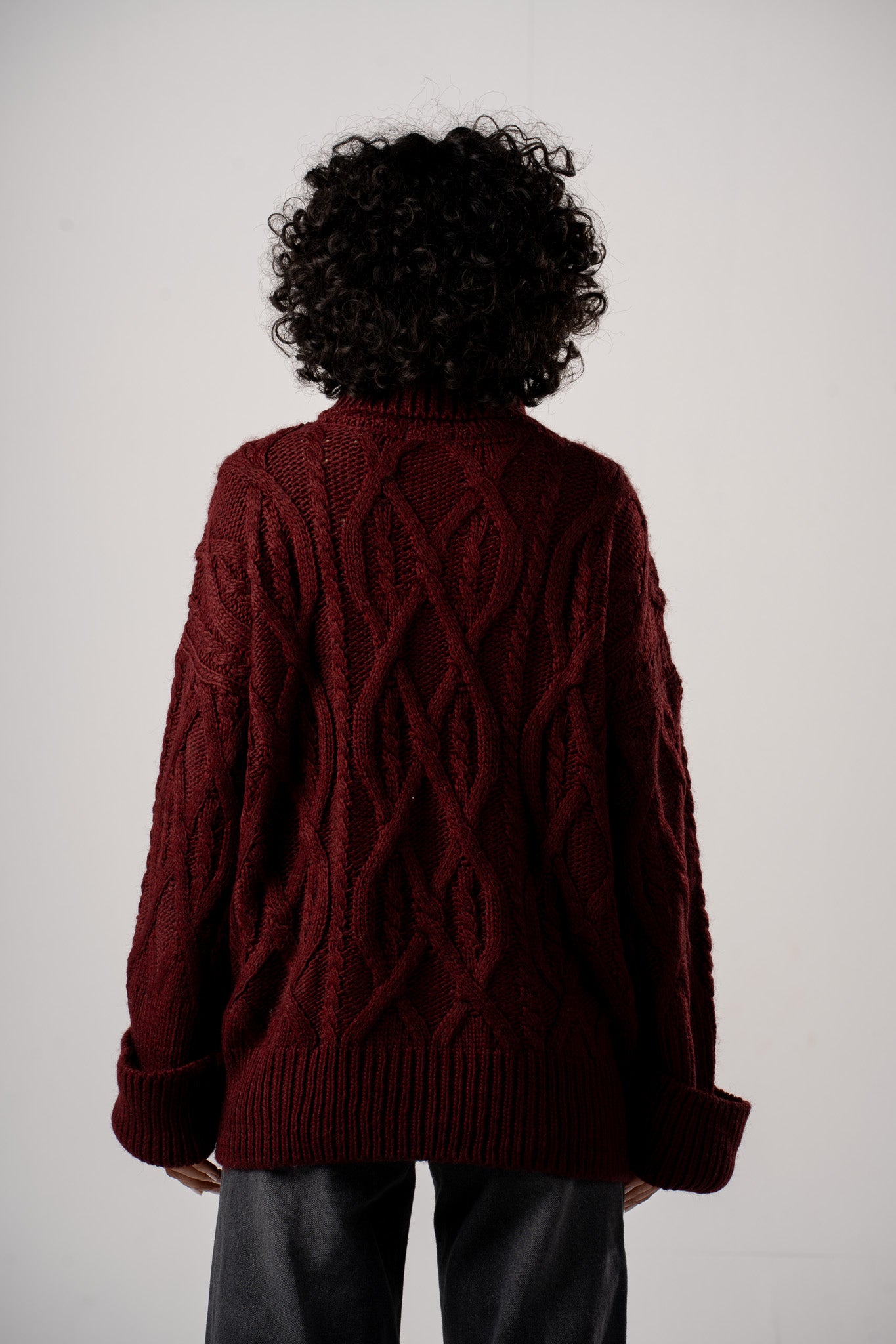 Mock Neck Cable Pullover