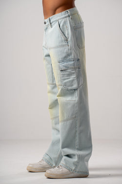Light Indigo Baggy Moto Jeans
