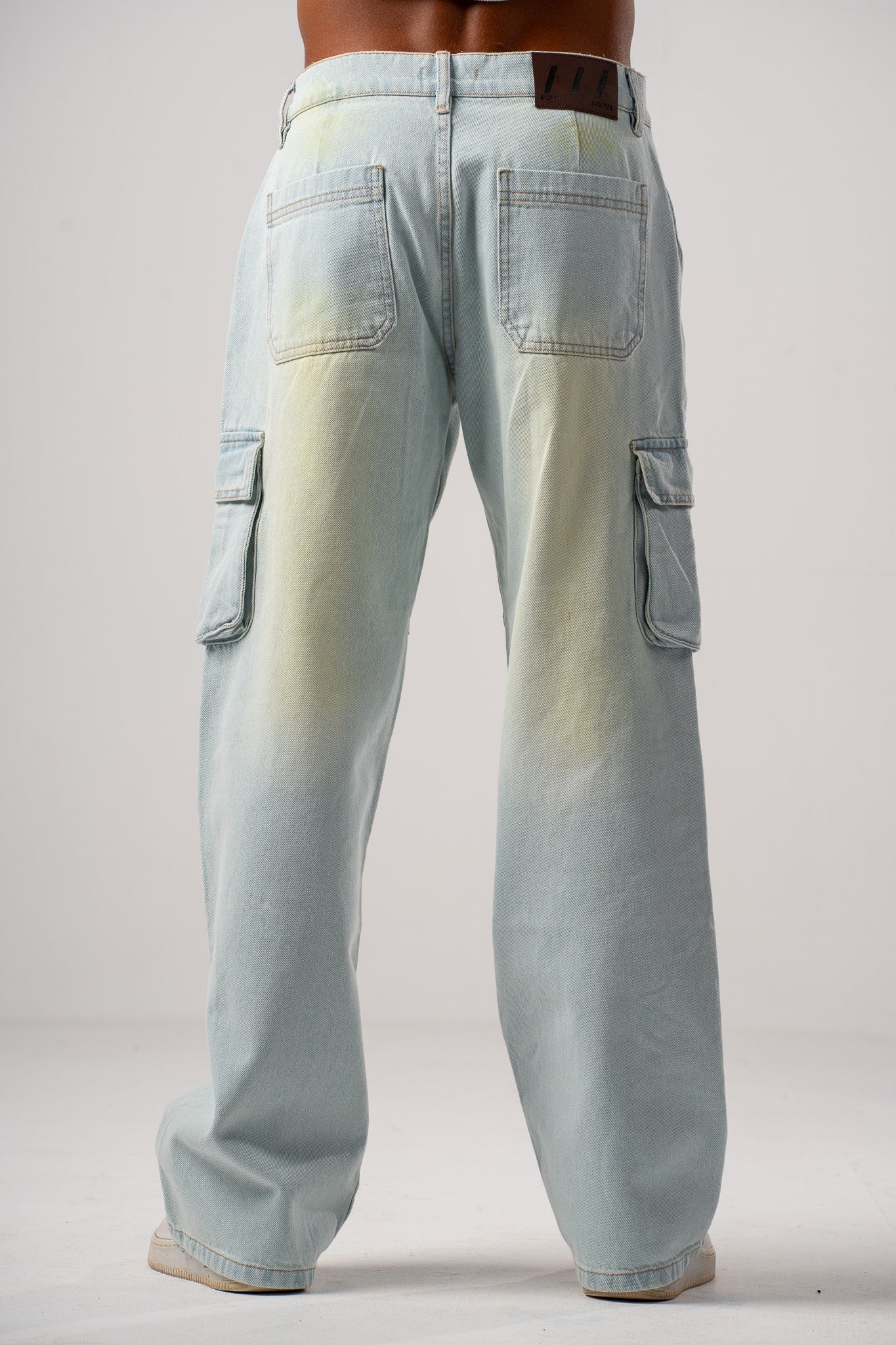 Light Indigo Baggy Moto Jeans